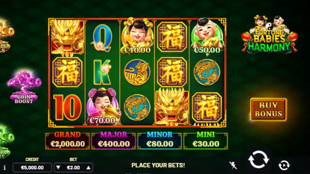 Tampilan visual slot Fortune Babies – Harmony dengan karakter bayi lucu dan simbol tradisional Tiongkok.